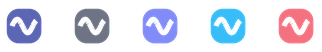 The tray icon in five states: connecting, ready, recording, finishing and error