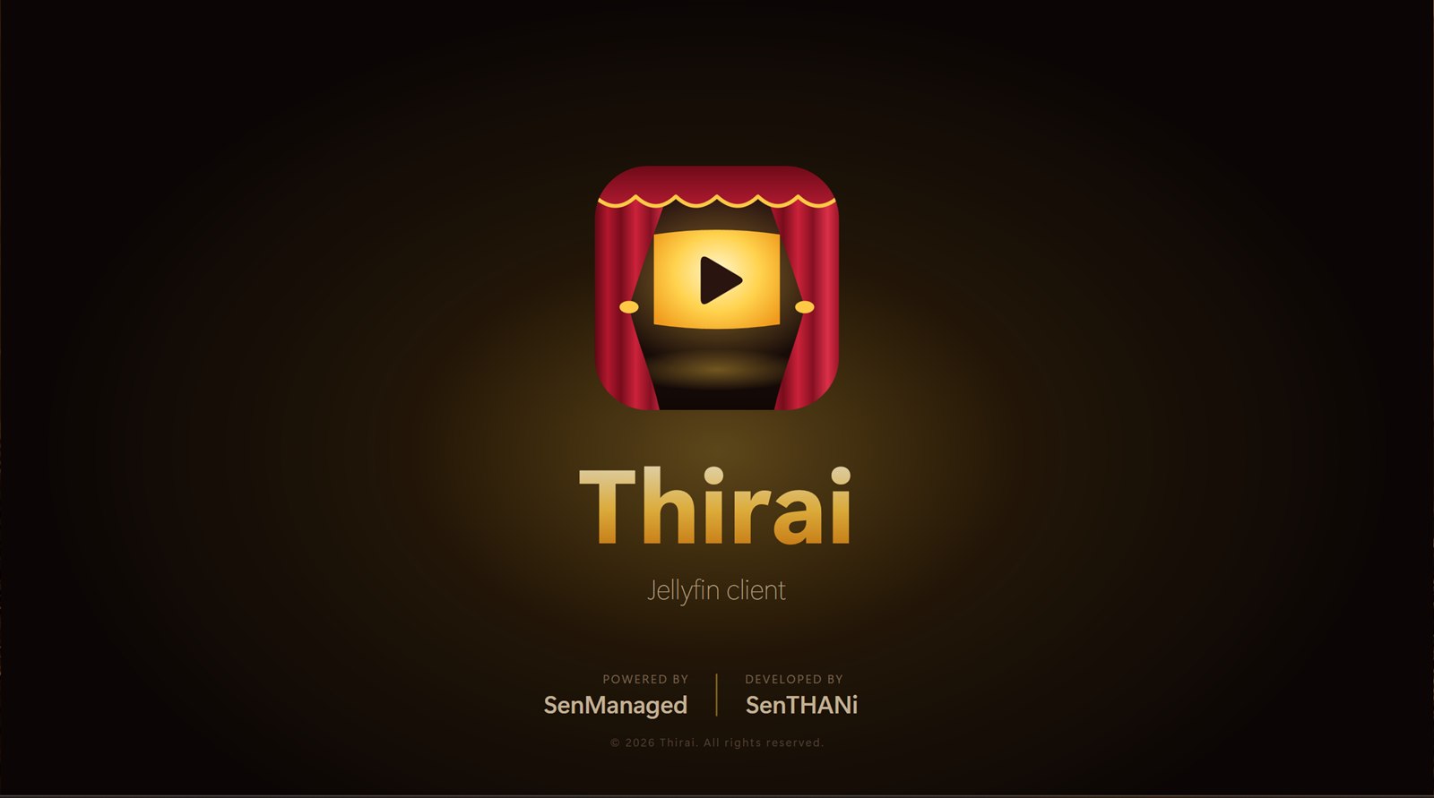 The Thirai opening: logo, name and credits on a dark theatre background