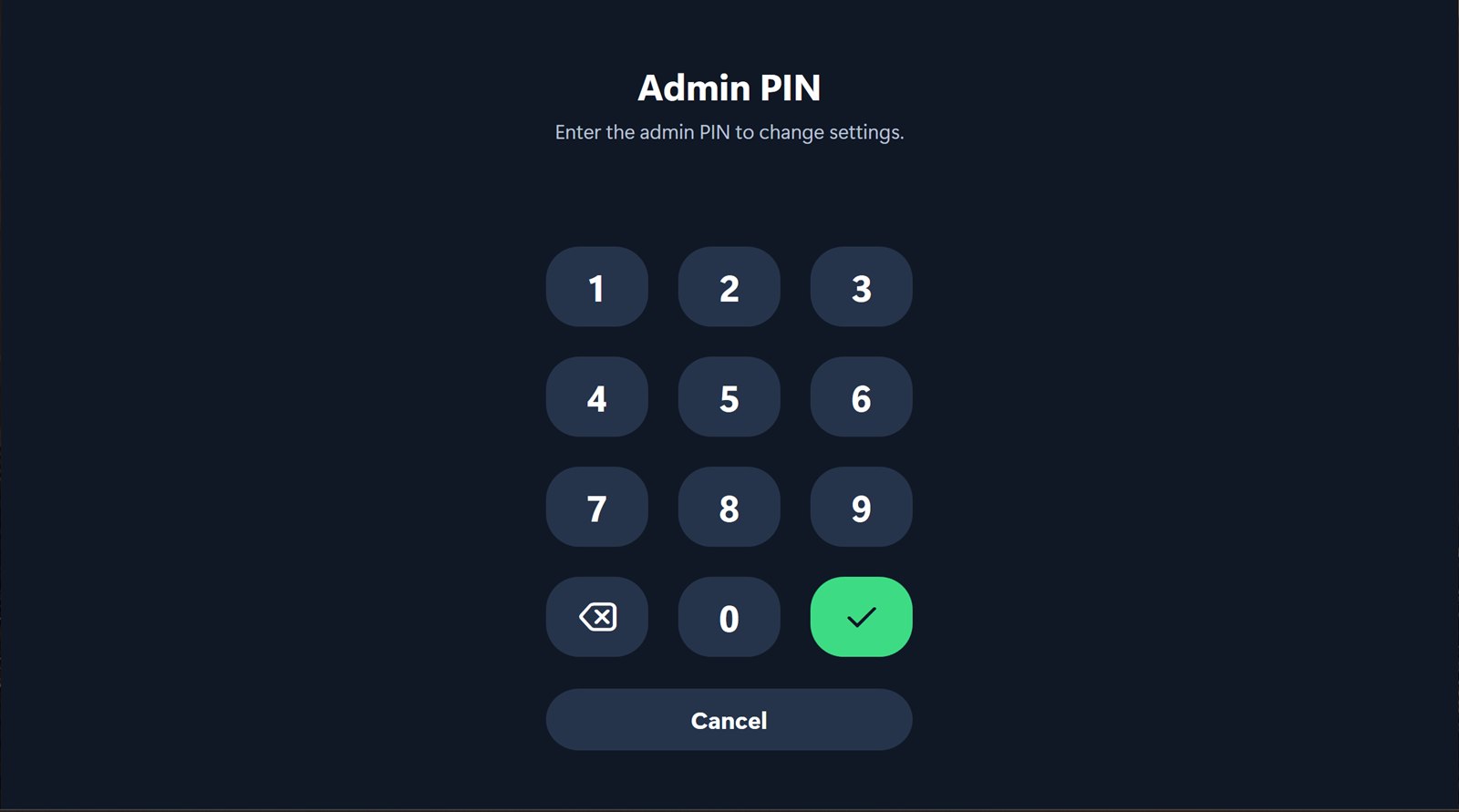 Admin PIN pad